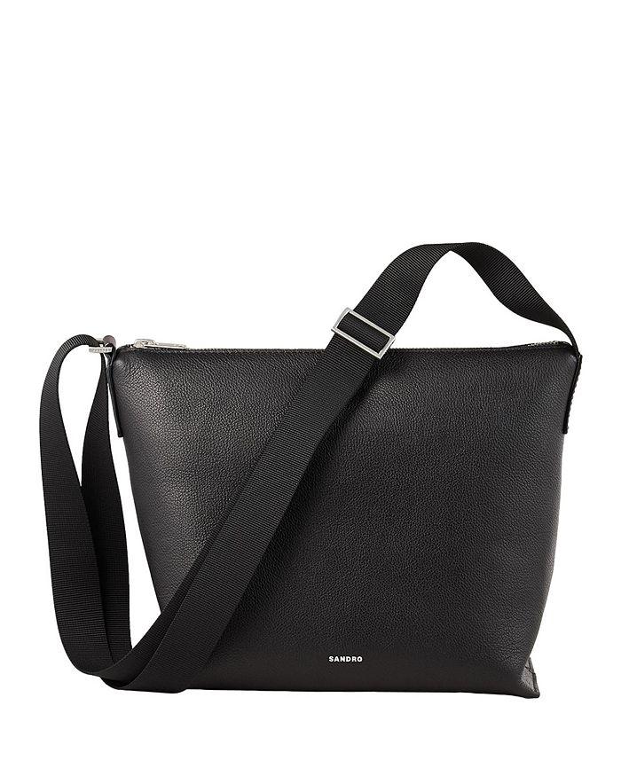 SANDRO PARIS FW24 Crossbody Bag Leather Noir Black MENS