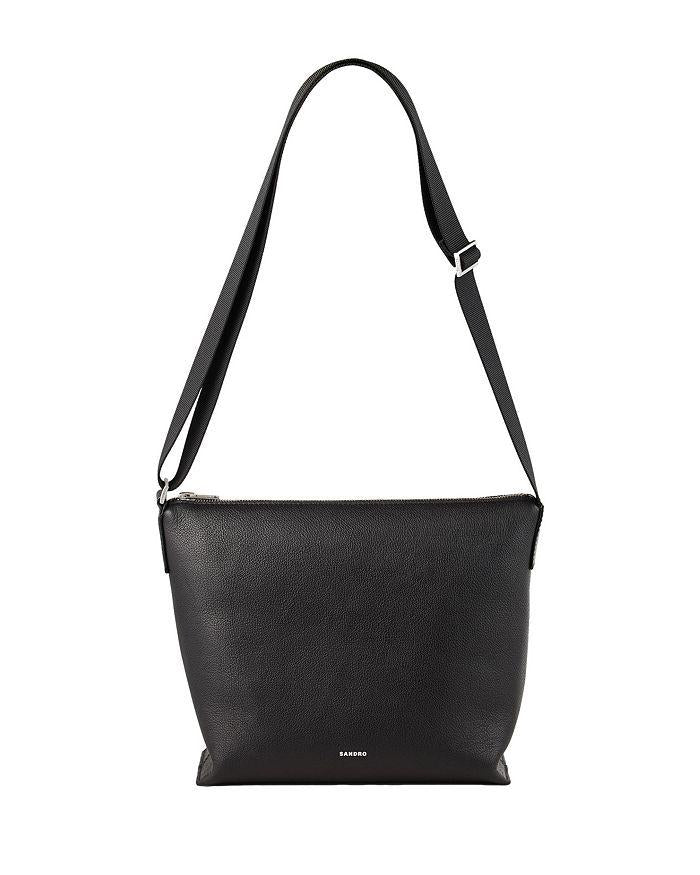 SANDRO PARIS FW24 Crossbody Bag Leather Noir Black MENS