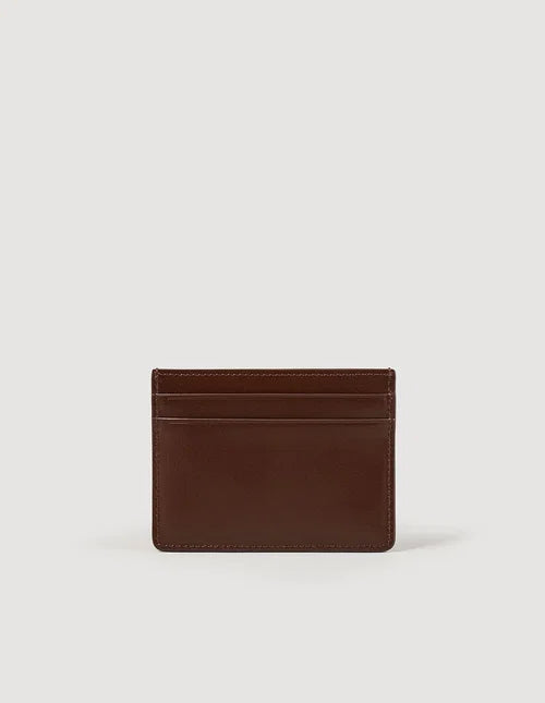 SANDRO PARIS Smoother Saffiano Leather Card Case Chocolate